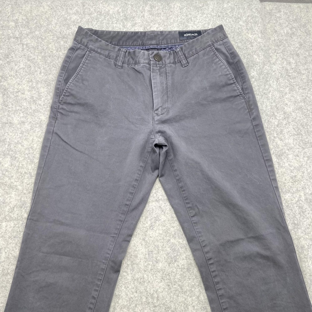 Bonobos Pants Mens 30x32 (28x29) Gray Tailored Slim Fit Stretch Chino Casual